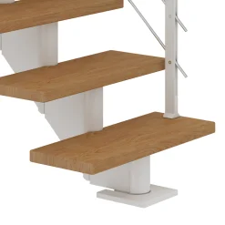 Dolle Mittelholmtreppe Hamburg Eiche 75 cm 11 Stufen gerade mit Geländer weiß
