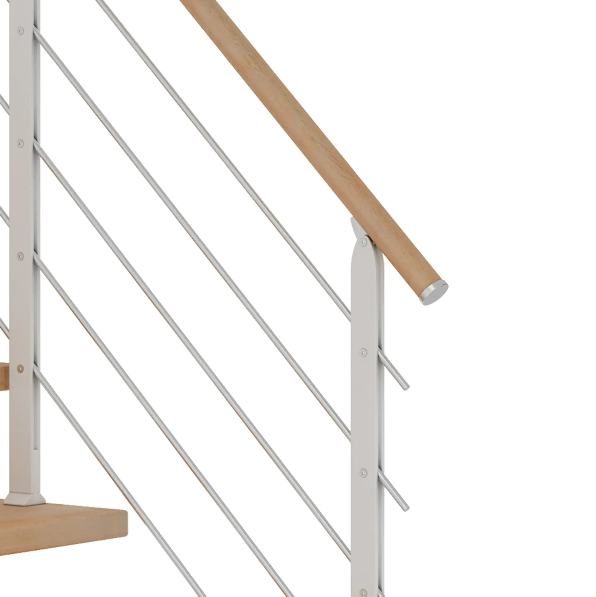 Dolle Mittelholmtreppe Hamburg Buche 75 cm 11 Stufen gerade mit Geländer weiß
