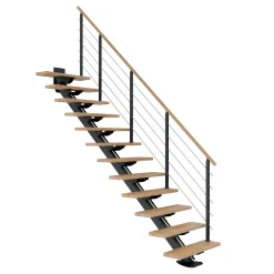 Dolle Mittelholmtreppe Sydney Buche 75 cm 11 Stufen gerade mit Geländer anthrazit