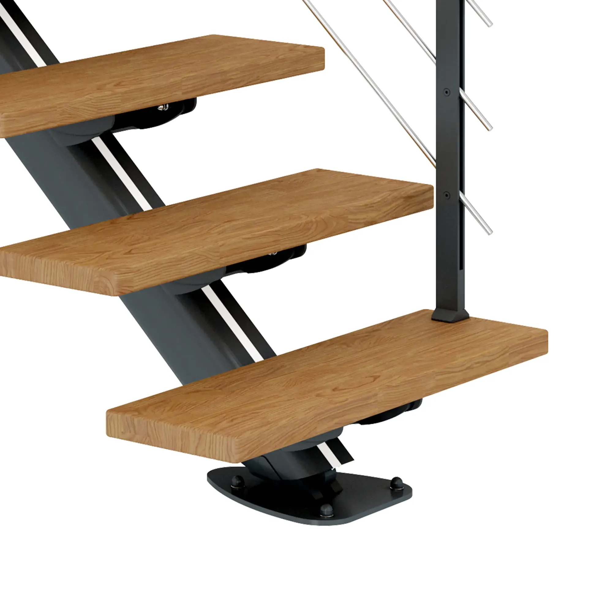 Dolle Mittelholmtreppe Sydney Eiche 75 cm 11 Stufen gerade mit Geländer anthrazit