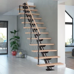 Dolle Mittelholmtreppe Sydney Eiche 75 cm 11 Stufen gerade mit Geländer anthrazit