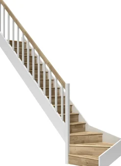 Dolle Raumspartreppen Paris 1/4-gew. Eiche weiß inkl. Geländer