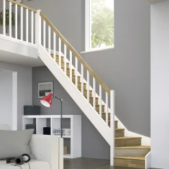 Dolle Raumspartreppen Paris 1/4-gew. Eiche weiß inkl. Geländer