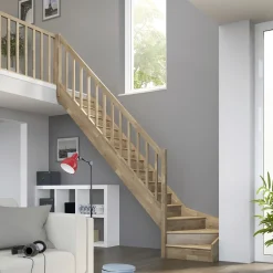 Dolle Raumspartreppen Paris 1/4-gew. Eiche versiegelt inkl. Geländer