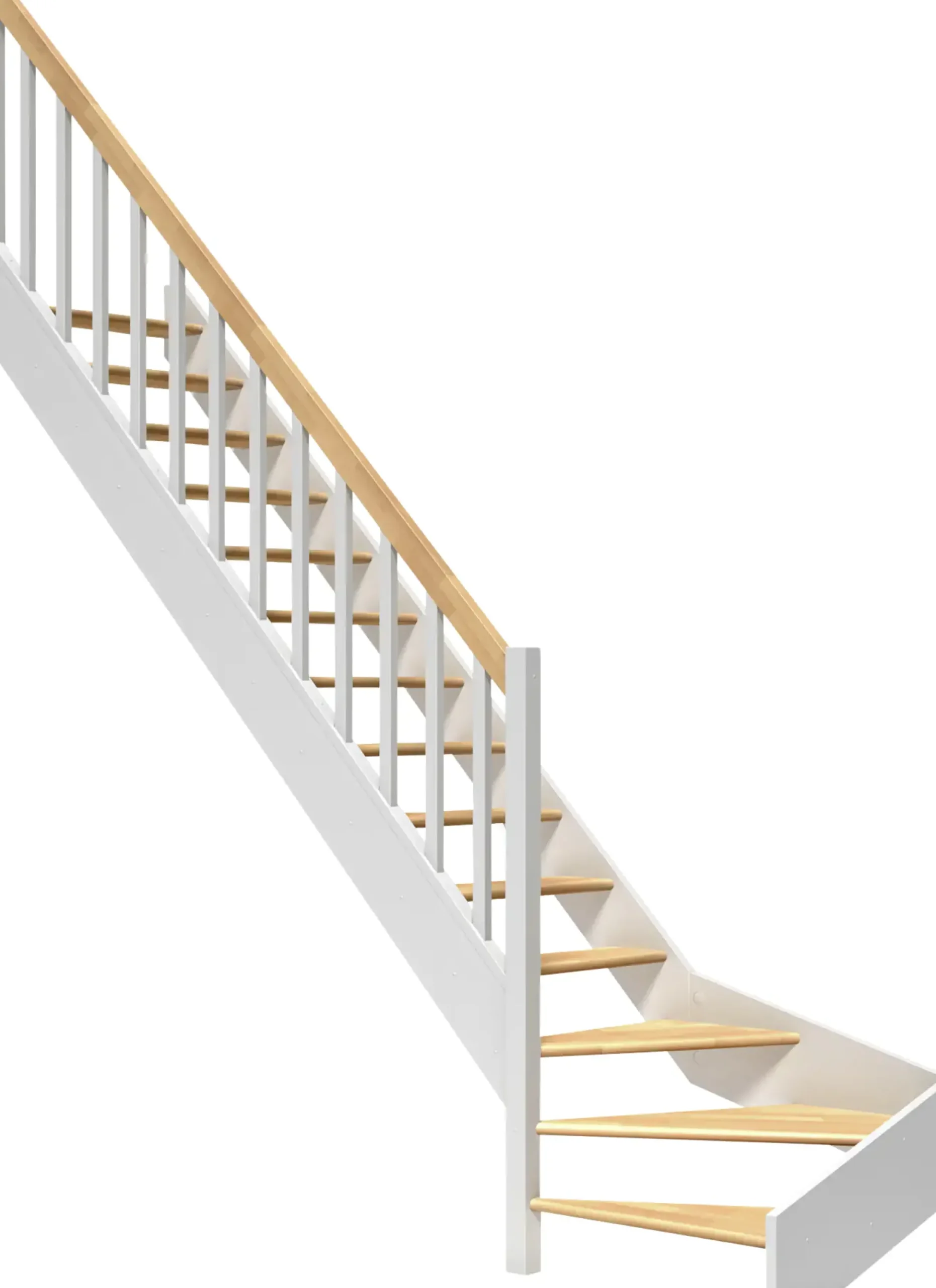Dolle Raumspartreppen Paris 1/4-gew. Buche weiß inkl. Geländer