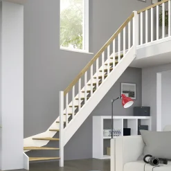 Dolle Raumspartreppen Paris 1/4-gew. Eiche weiß inkl. Geländer