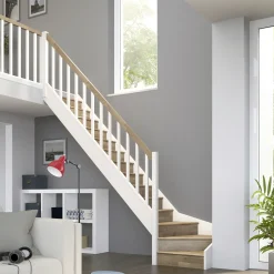 Dolle Raumspartreppen Paris 1/4-gew. Eiche weiß inkl. Geländer