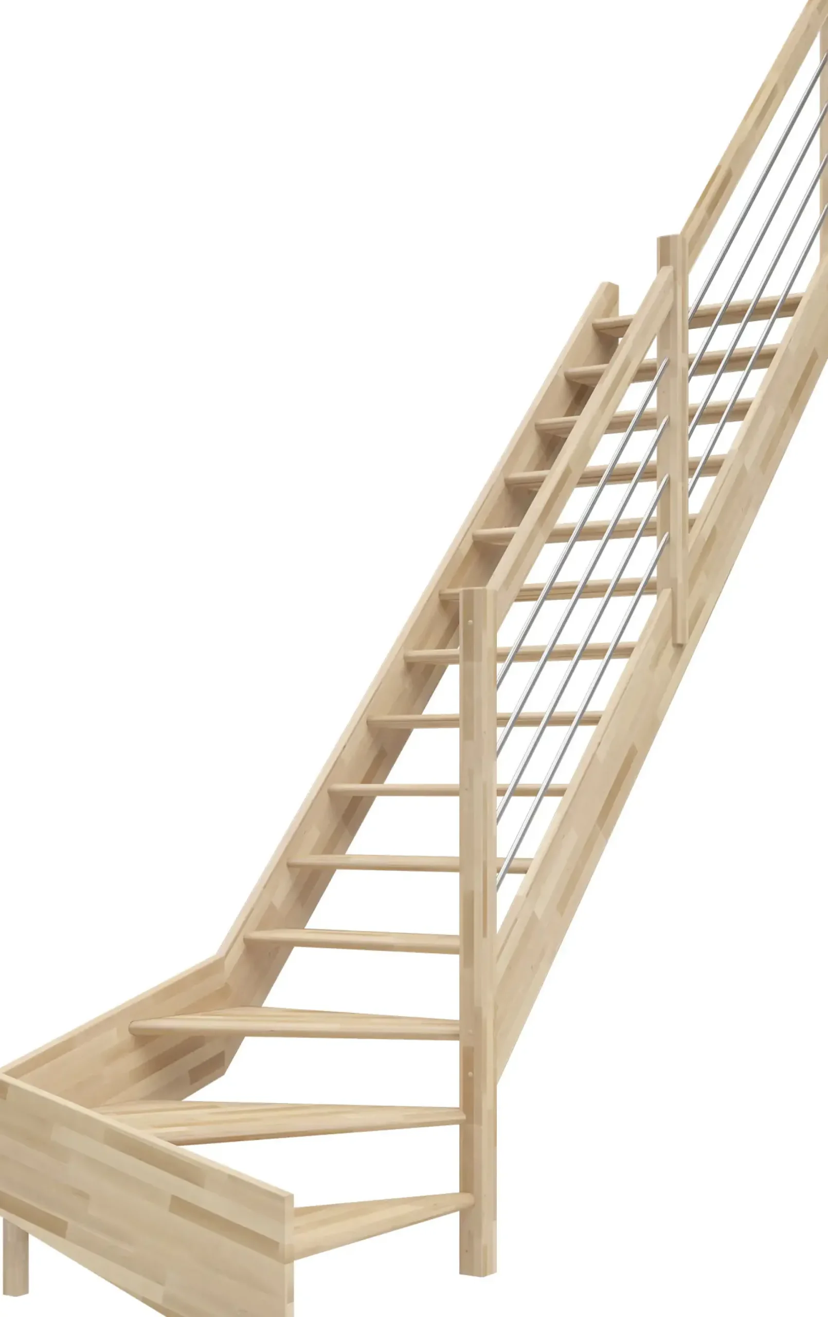 Dolle Raumspartreppen Paris 1/4-gew. Buche versiegelt inkl. Geländer