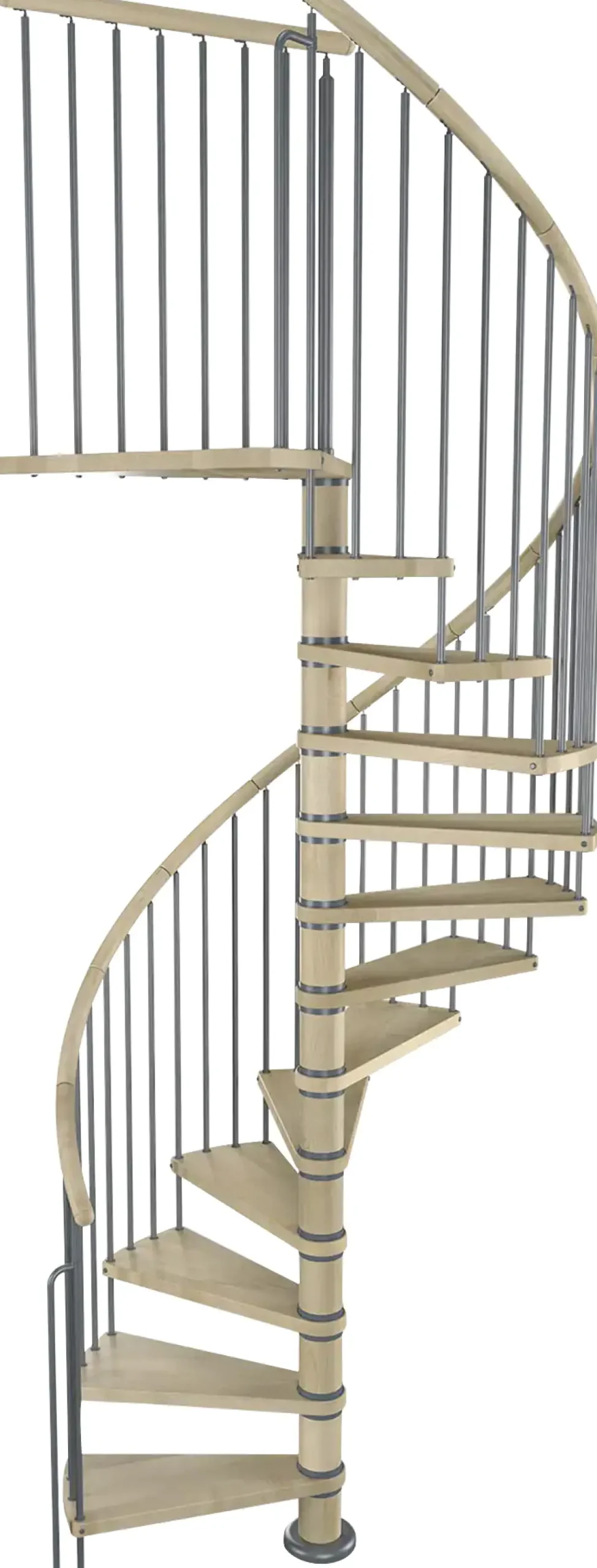 Dolle Spindeltreppe Winnipeg Buche geölt Ø 140 cm Metallteile grau