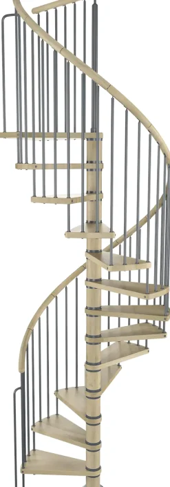 Dolle Spindeltreppe Winnipeg Buche geölt Ø 120 cm Metallteile grau