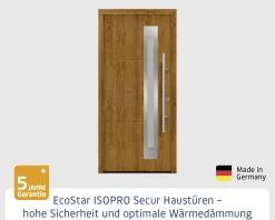 EcoStar Haustür ISOPRO Secur IPS 780S RC2 golden oak 110 x 210 cm