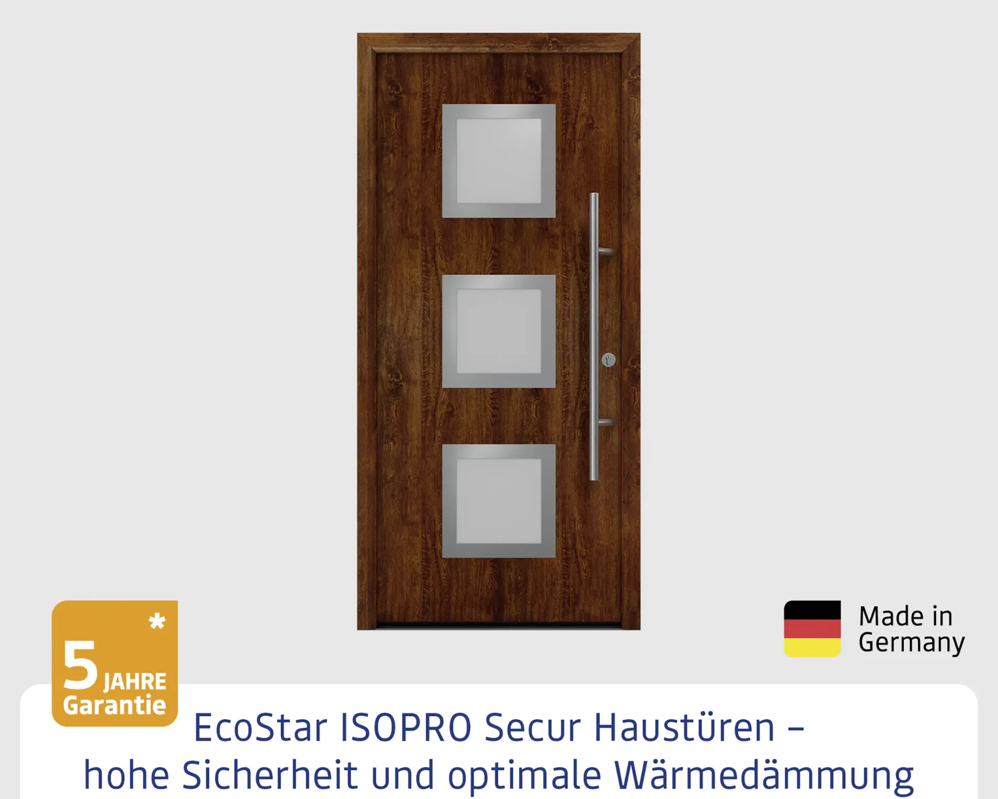 EcoStar Haustür ISOPRO Secur IPS 810S RC2 dark oak 110 x 210 cm