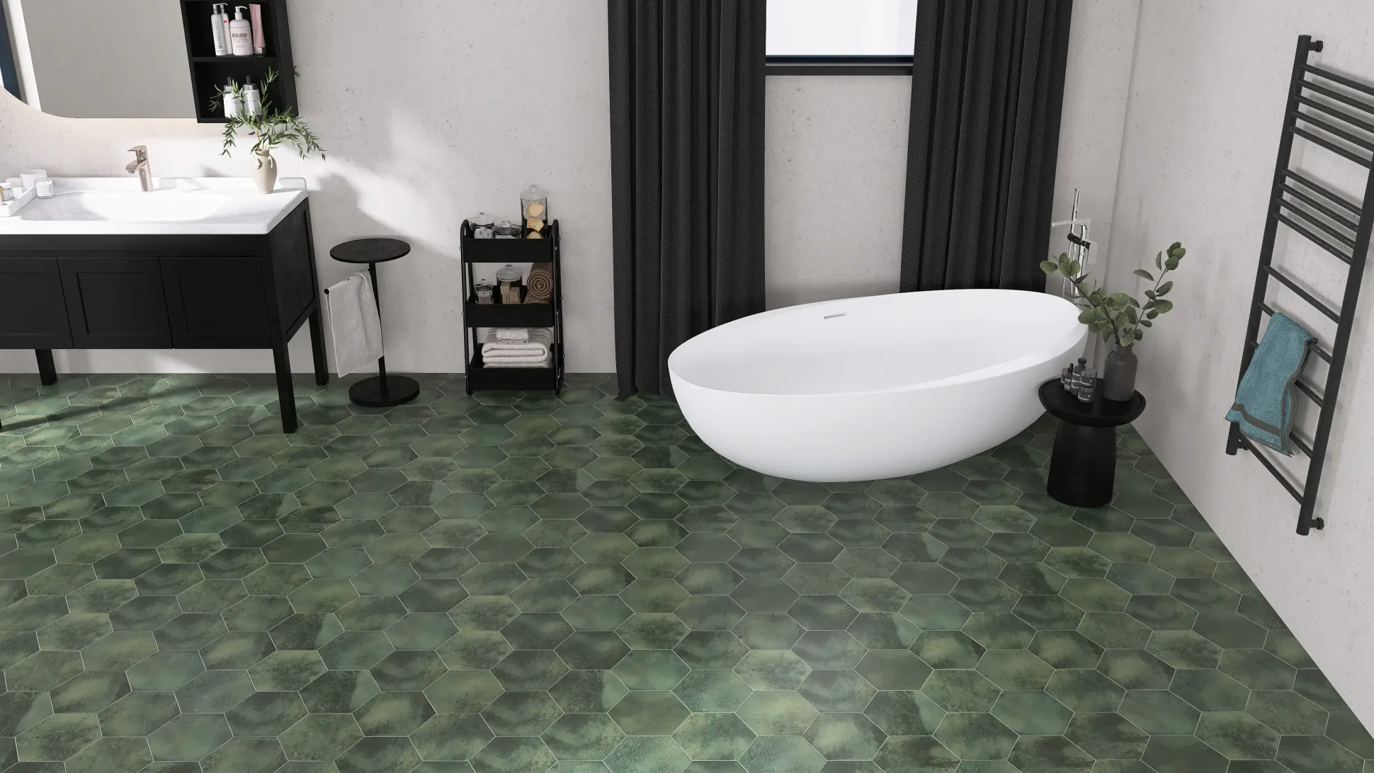Feinsteinzeug Hexagon Jungle Green 21,5 x 25 cm grün