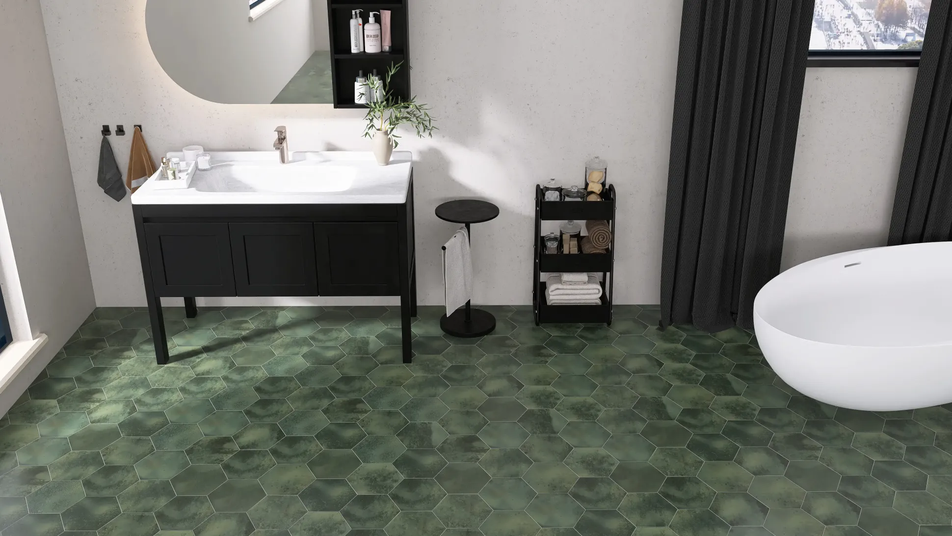 Feinsteinzeug Hexagon Jungle Green 21,5 x 25 cm grün