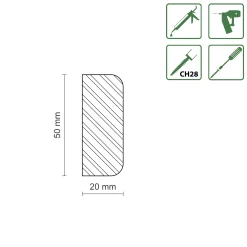 FN Neuhofer Bankleiste R6 95 cm 50 x 20 mm Buche