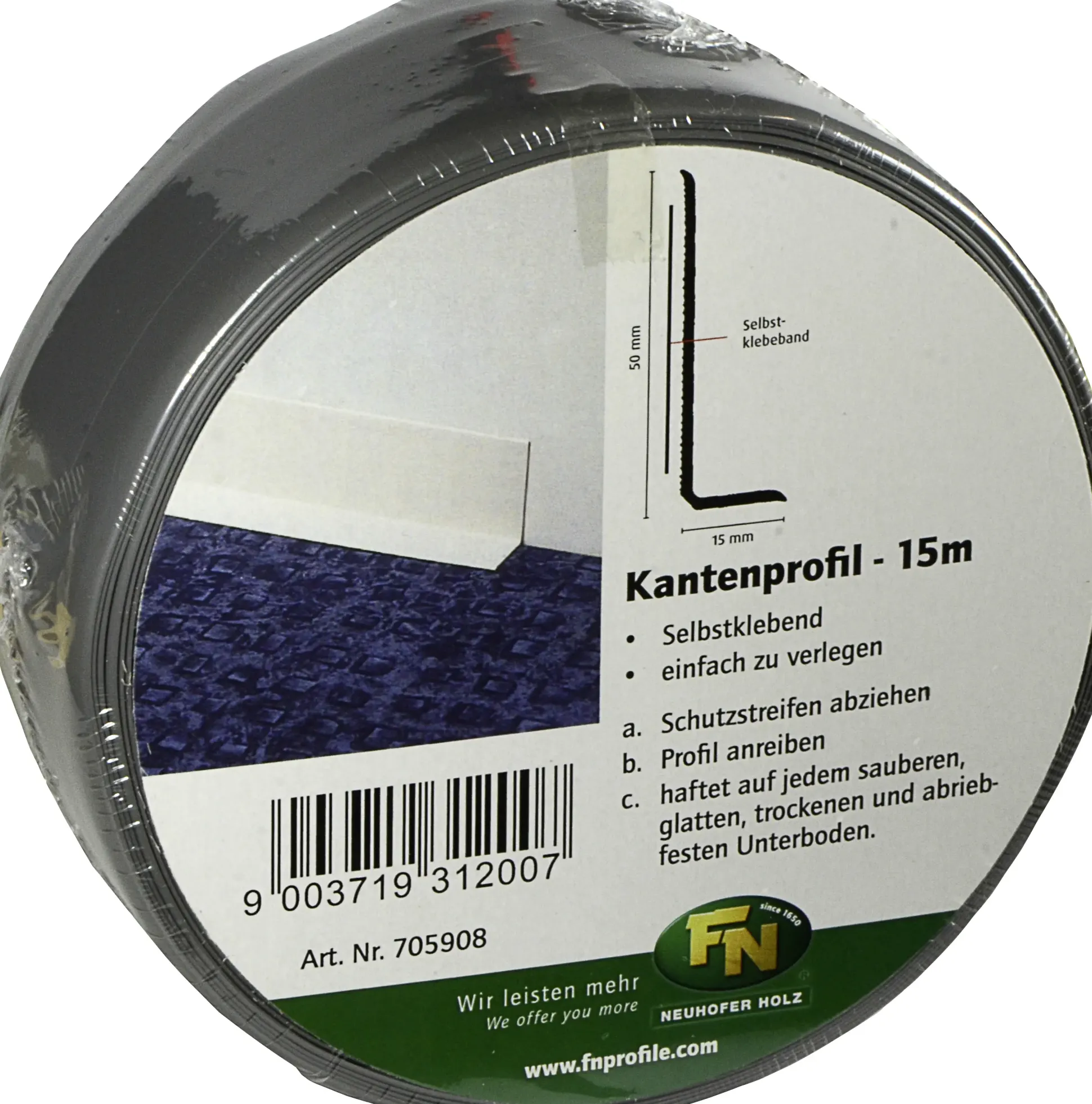 FN Neuhofer Fußleiste 1500 cm 50 x 15 mm grau