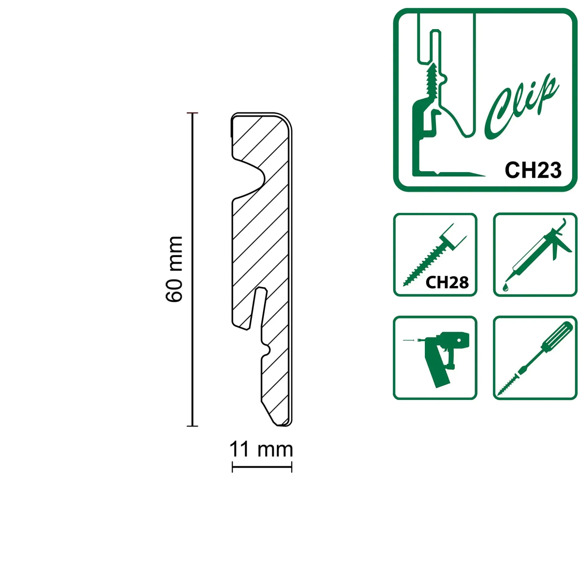 FN Neuhofer Fußleiste 220 cm 60 x 11 mm weiß