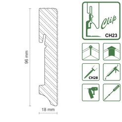 FN Neuhofer Fußleiste eckig 240 cm 96 x 18 mm Fichte/Kiefer weiß