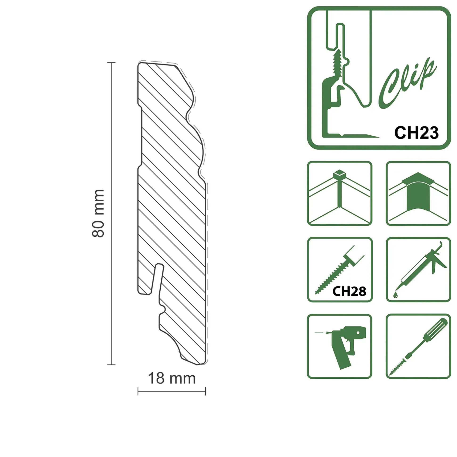 FN Neuhofer Fußleiste profiliert 240 cm 80 x 18 mm Fichte/Kiefer