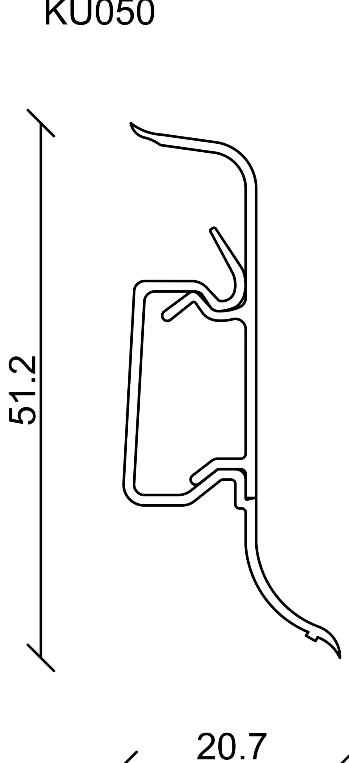 FN Neuhofer Klemmsockelleiste 250 cm 50 x 22,5 mm Silberesche