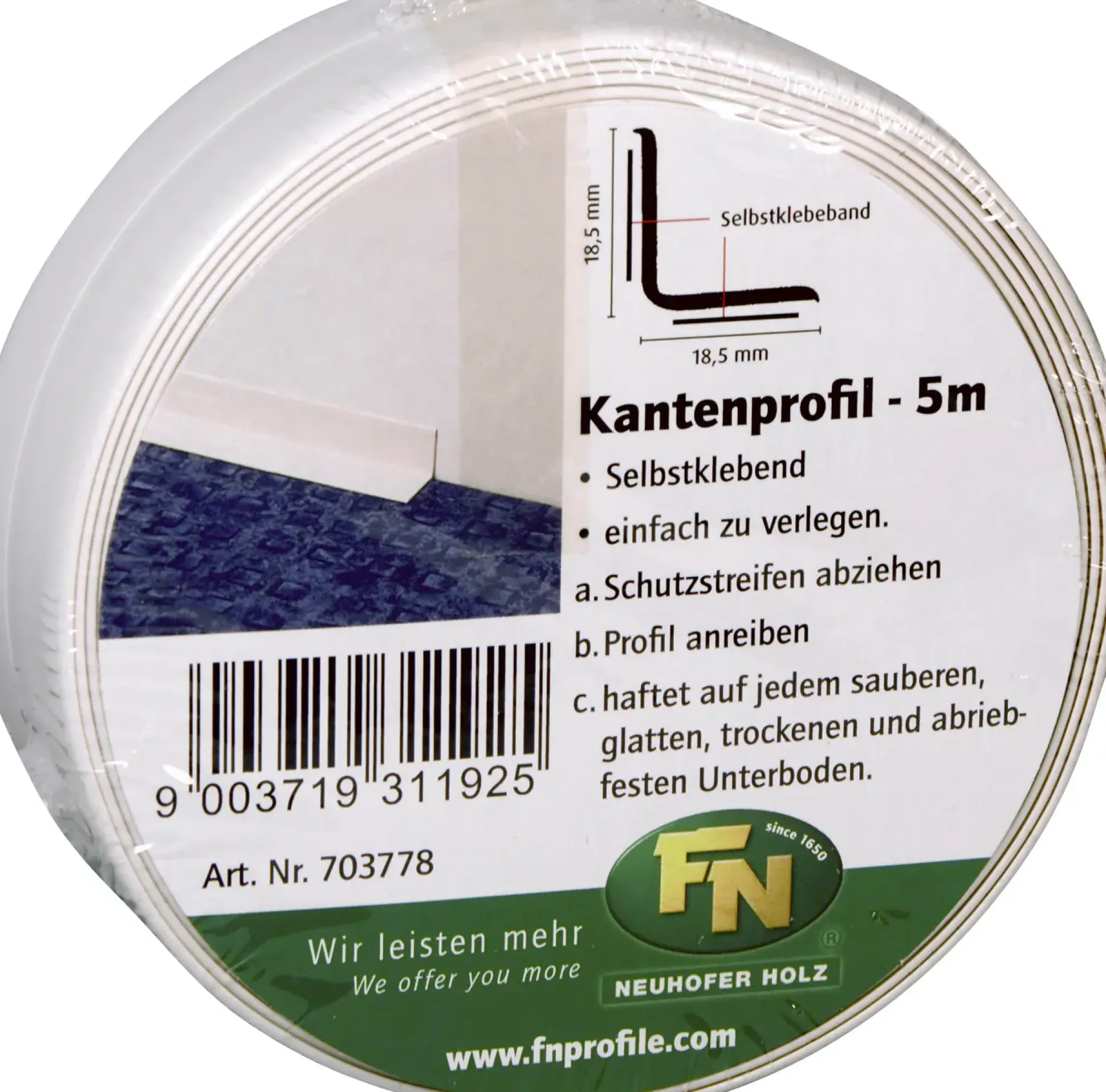FN Neuhofer Knickwinkelleiste 500 cm 18,5 x 18,5 mm weiß