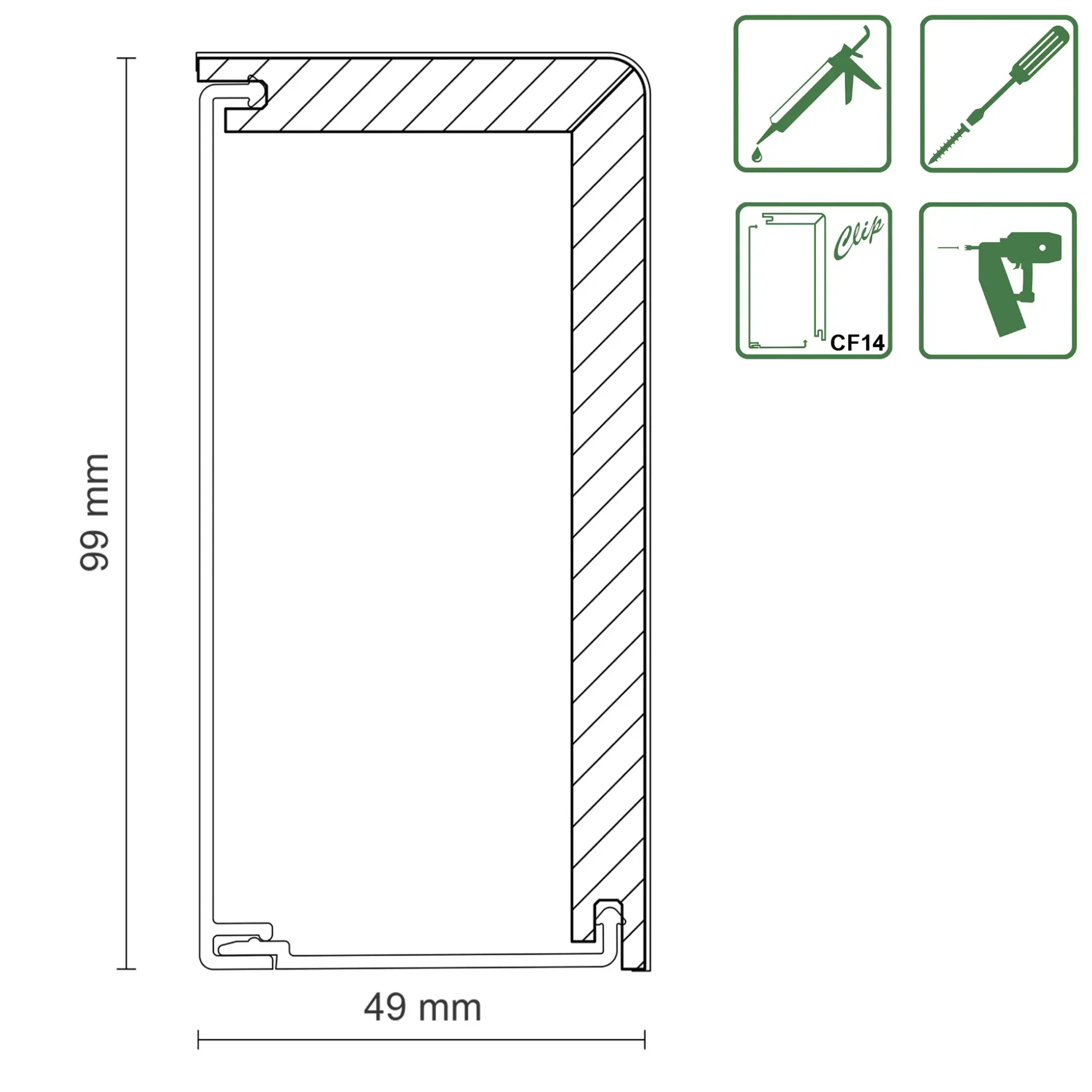 FN Neuhofer Rohrsockelleiste 240 cm 91 x 41 mm weiß