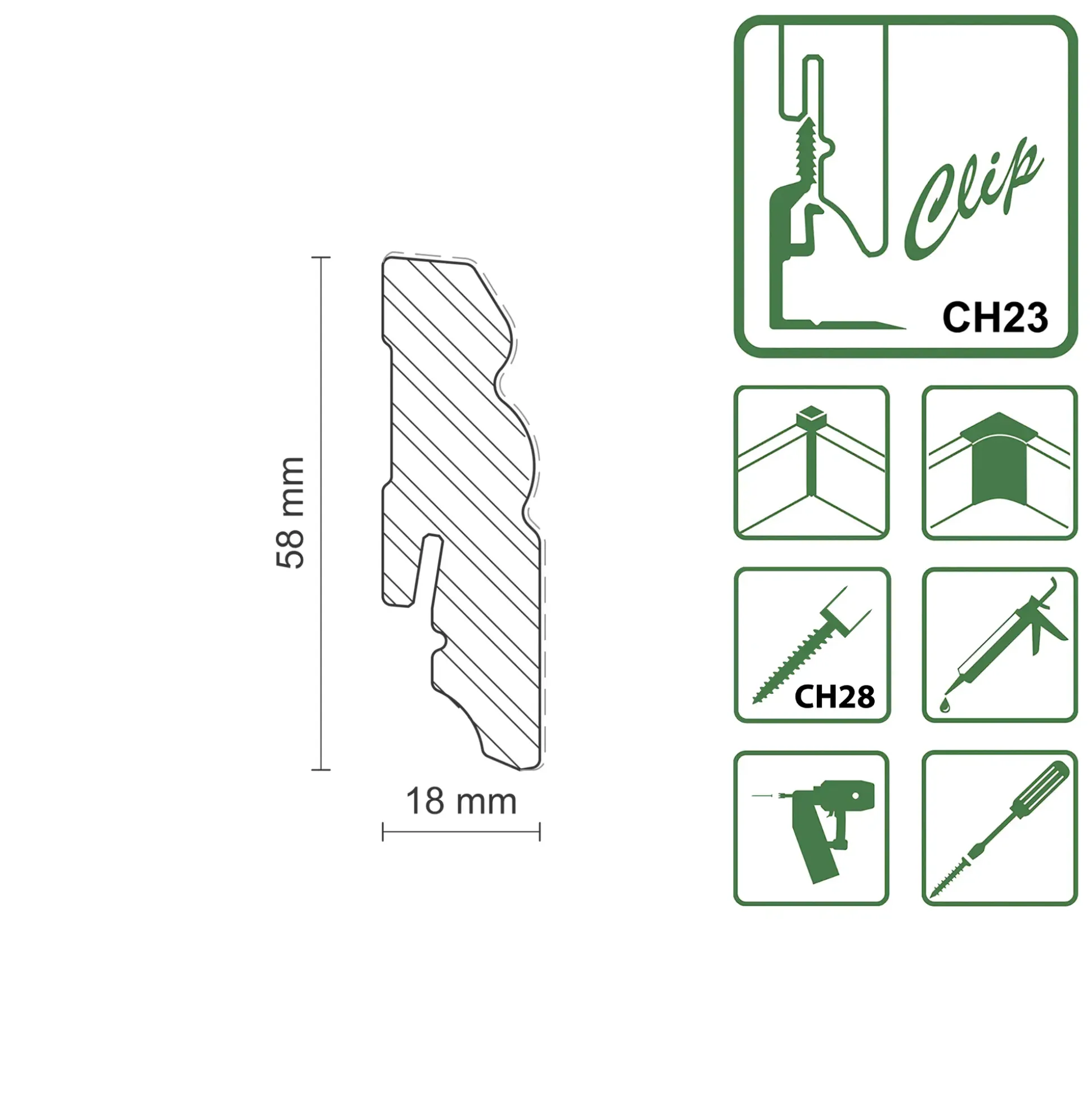 FN Neuhofer Sockelleiste profiliert 240 cm 58 x 18 mm Fichte oder Kiefer