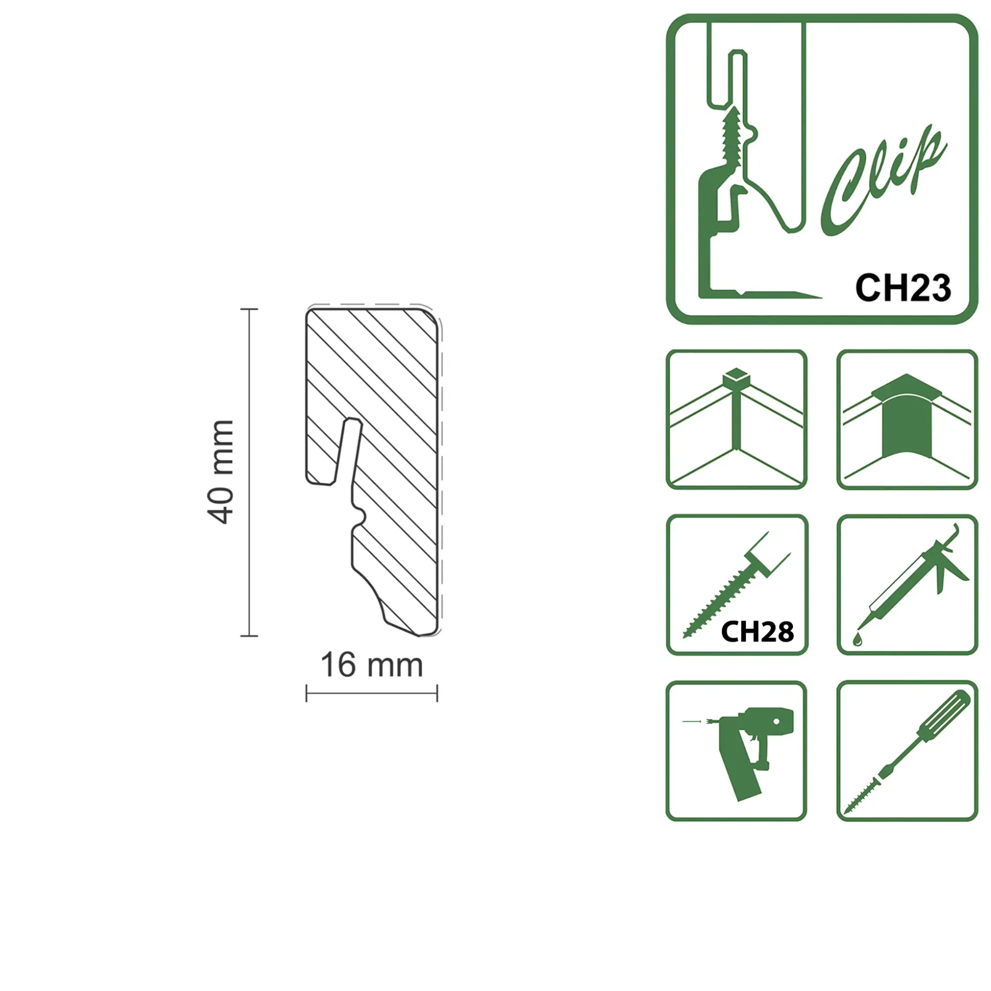 FN Neuhofer Sockelleiste eckig RAL9010 240 cm 40 x 16 mm Fichte/Kiefer