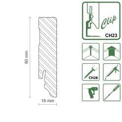 FN Neuhofer Sockelleiste eckig RAL9010 240 cm 80 x 18 mm Fichte/Kiefer weiß