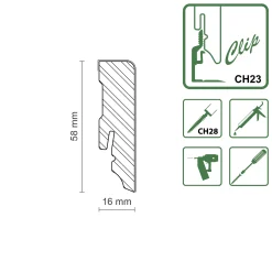 FN Neuhofer Sockelleiste Eckig 250 cm 58 x 16 mm Fichte oder Kiefer