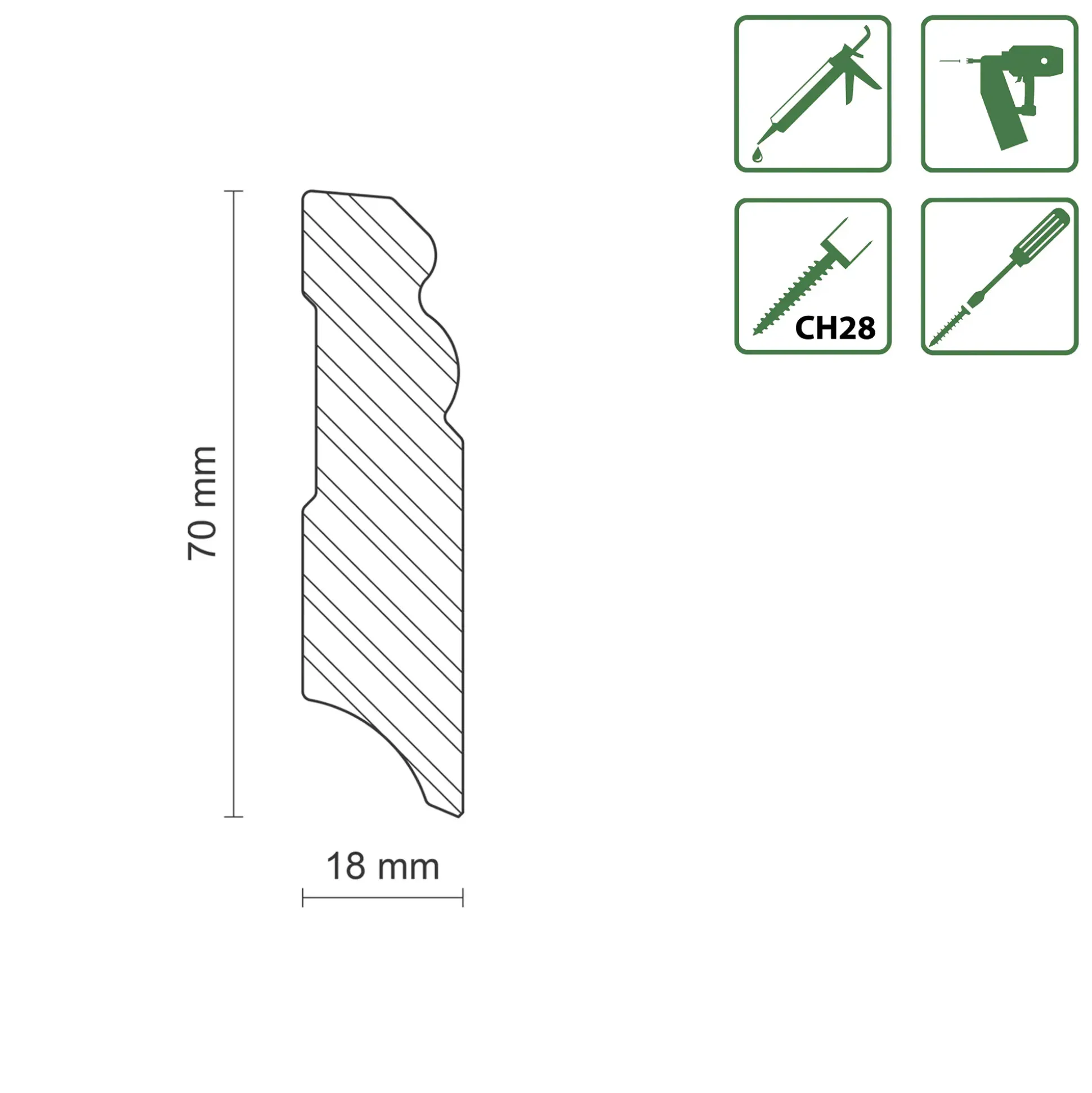 FN Neuhofer Sockelleiste SF270/S0703 240 cm 70 x 18 mm Fichte/Kiefer