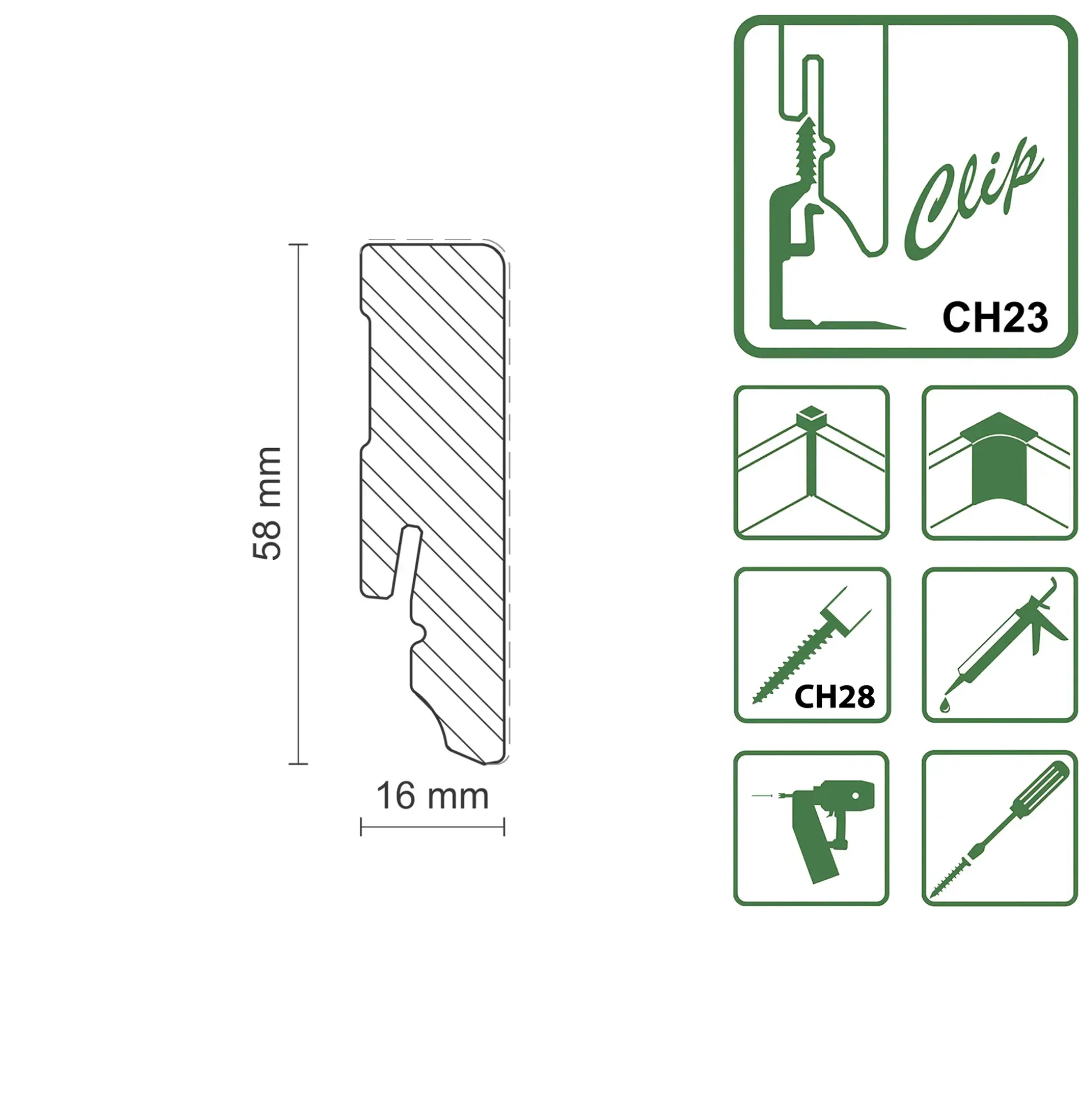 FN Neuhofer Sockelleiste Eckig 240 cm 58 x 16 mm Fichte oder Kiefer