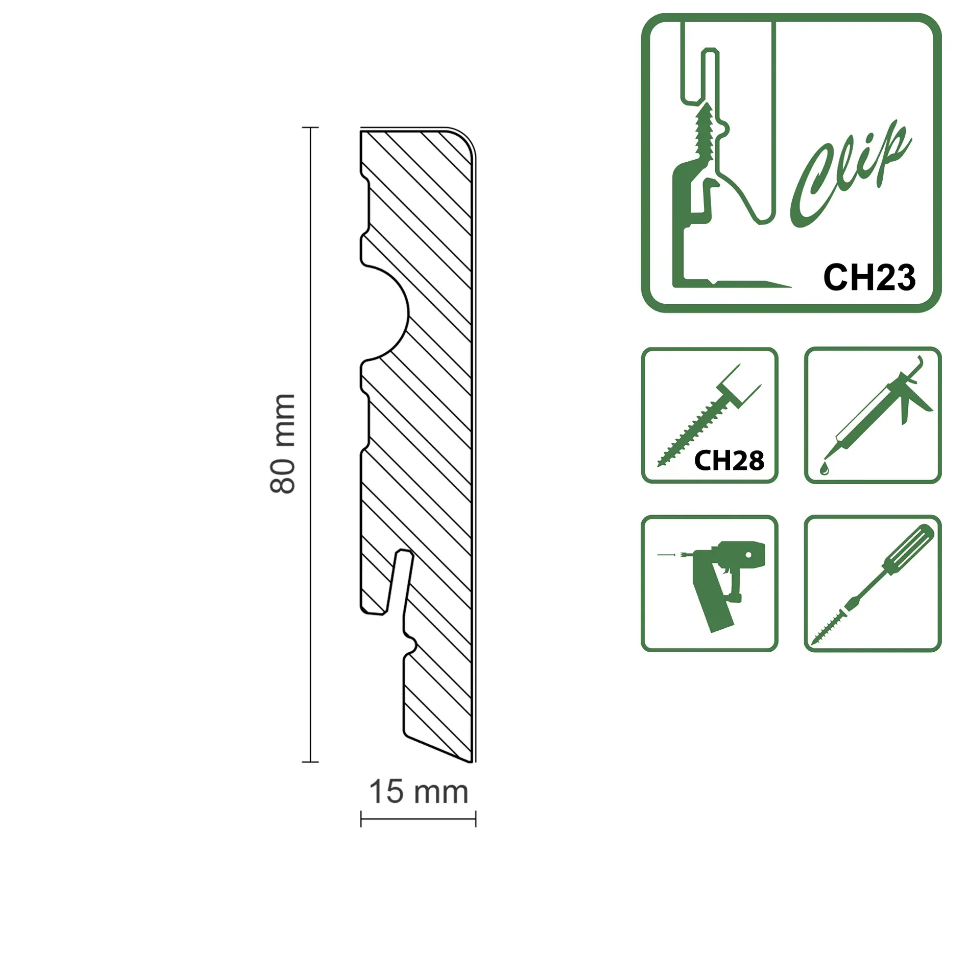 FN Neuhofer Sockelleiste Eckig 250 cm 80 x 15 mm Fichte oder Kiefer
