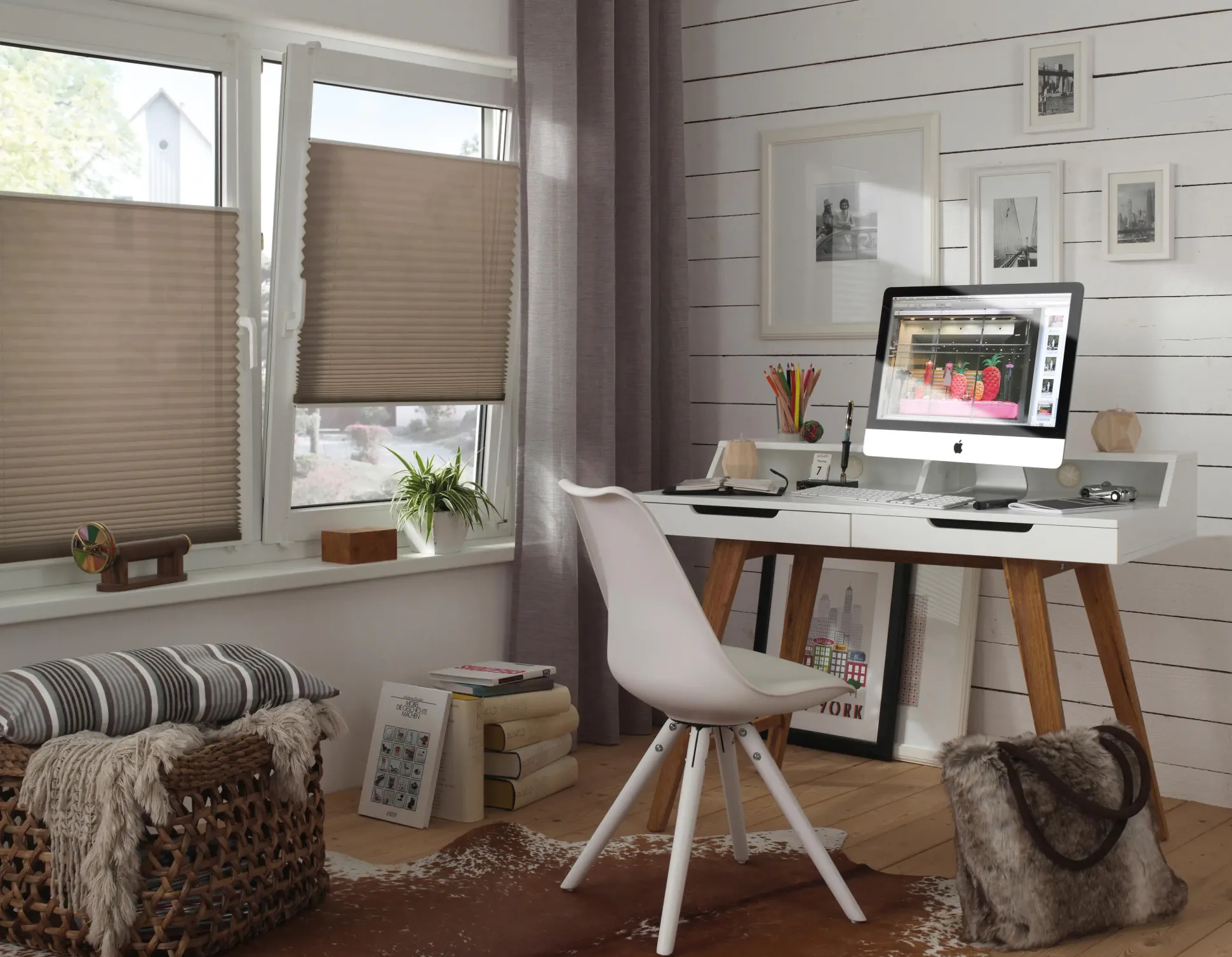 Gardinia EasyFix Plissee taupe 75x130 cm mit 2 Bedienschienen