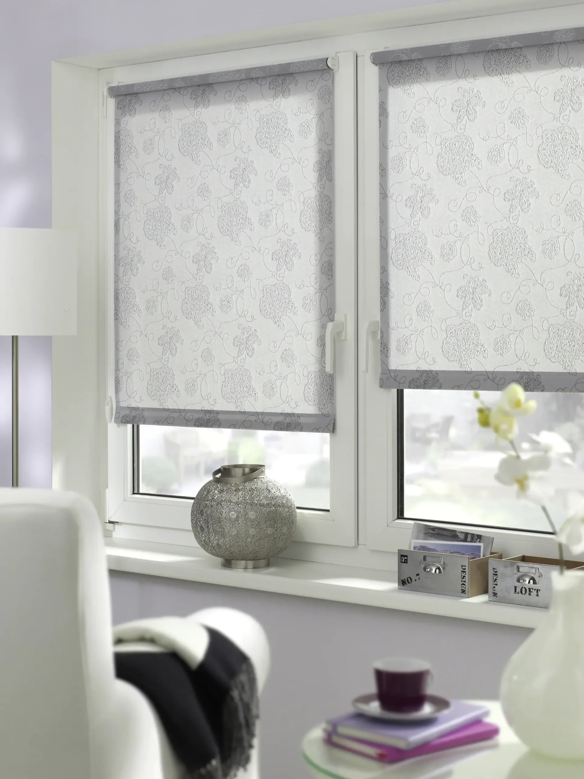 Gardinia EasyFix Rollo bestickt silber 100 x 150 cm