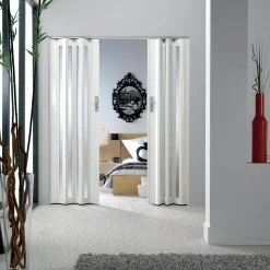 Grosfillex Falttür Larya weiß glänzend 84 x 205 cm mit Kunstglaseinsatz