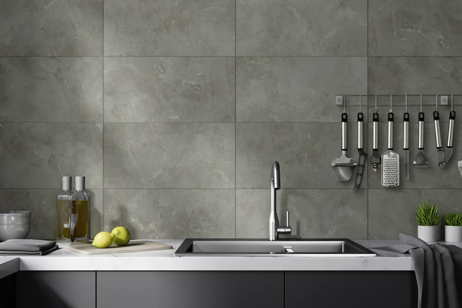 Grosfillex Kunststoffpaneel Marmor 60 x 30 cm 5 mm grau