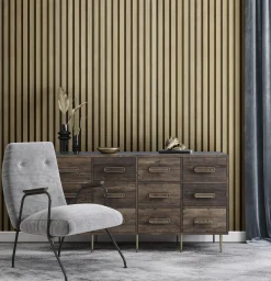 Grosfillex Wandpaneel Kunststoff LINIO 260 x 37,5 cm 8 mm Bamboo 3 Stück