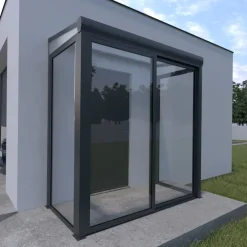 Haustürüberdachung mit Glaselemente 200 x 100 cm grau