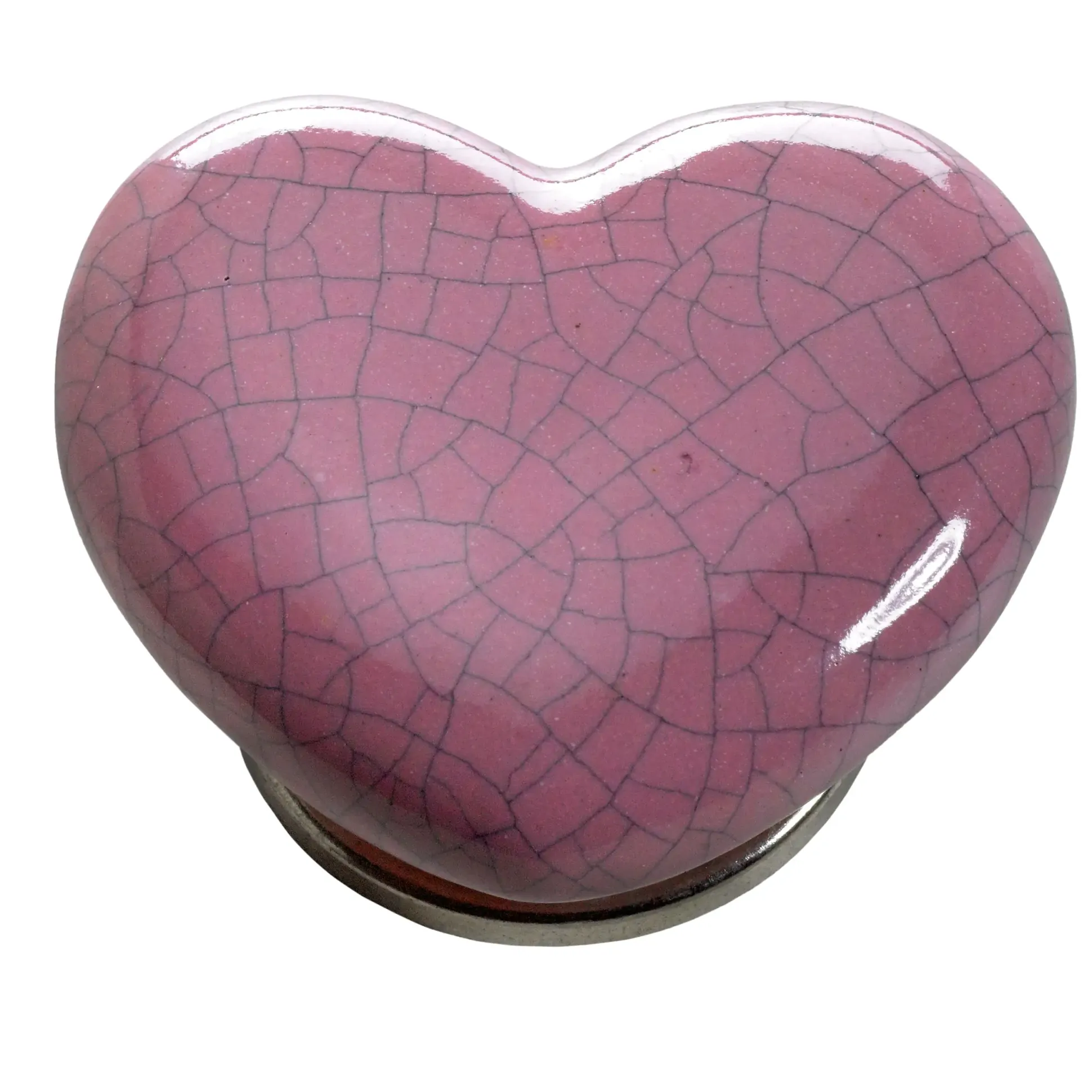 Hettich Möbelknopf Keramik pink herzförmig 38,0 x 45,0 mm - 1 Stück
