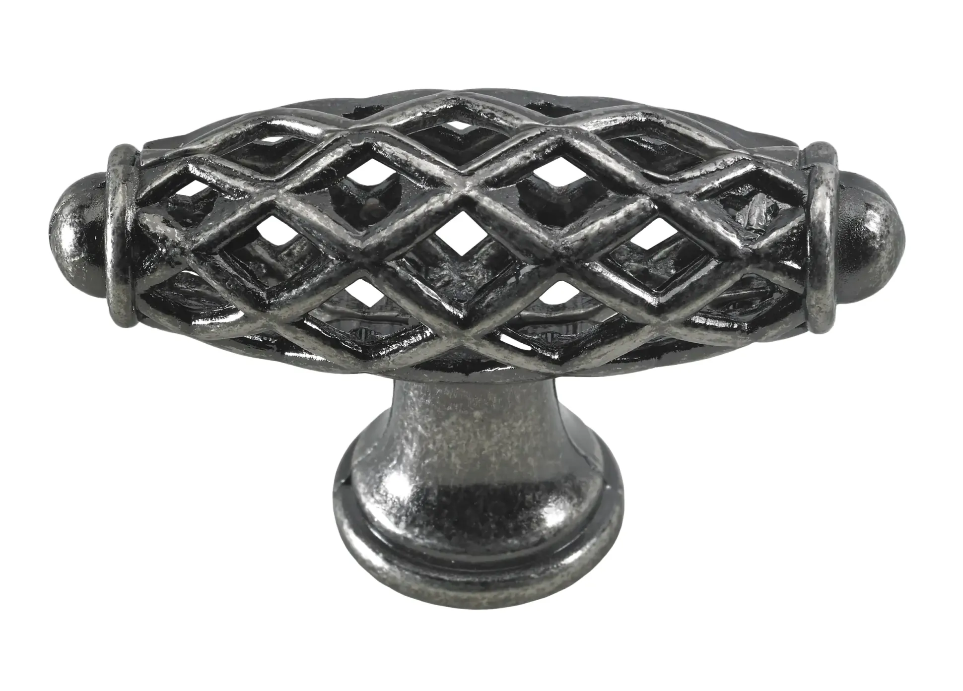 Hettich Möbelknopf Zinkdruckguss brüniert silber 58,0 x 20,0 mm - 1 Stück