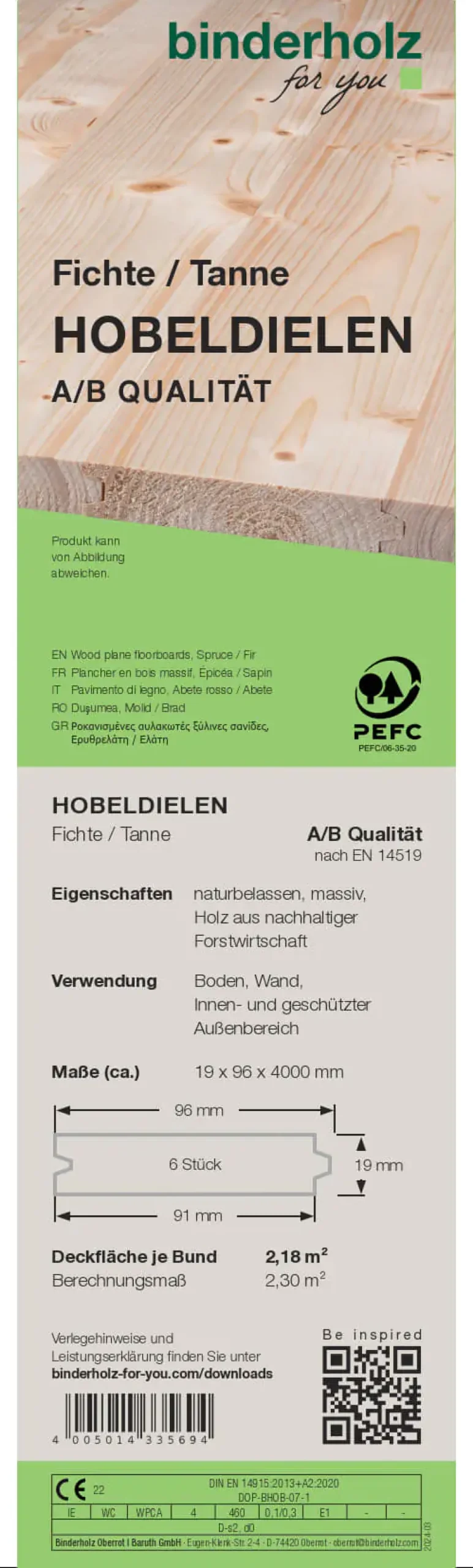 Hobeldiele Fichte Tanne 400 x 9,6 cm 19 mm gehobelt