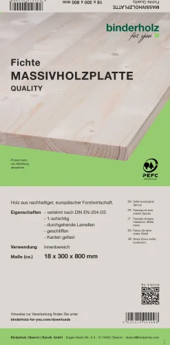 Leimholz Fichte 80 x 30 cm 18 mm
