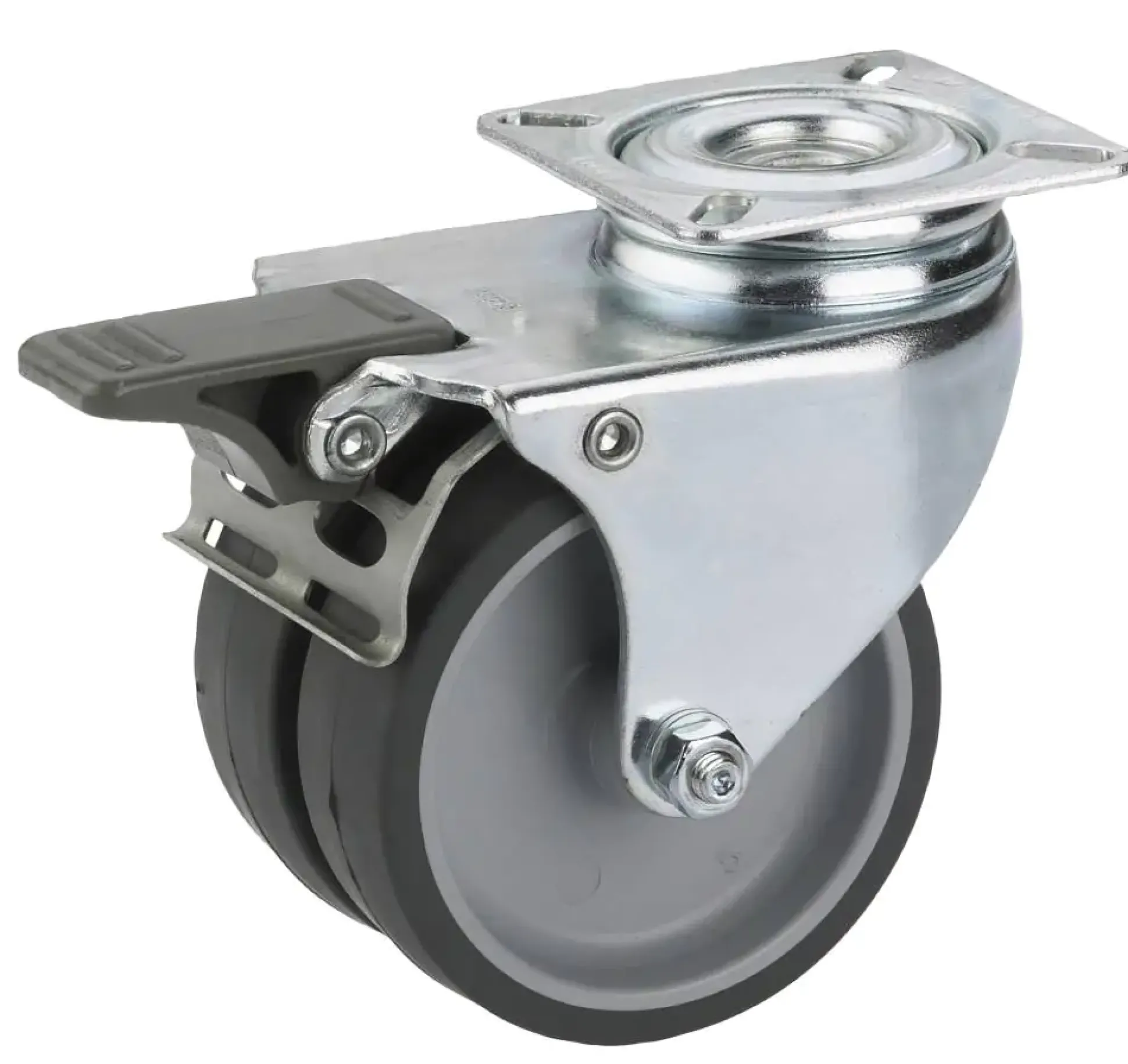 Lenkrolle mit Platte und Totalfeststeller 75 x 25 mm, Tragkr. 100 kg