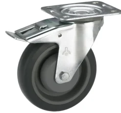 Lenkrolle mit Platte und Totalfeststeller 100 x 32 mm, Tragkr. 150 kg