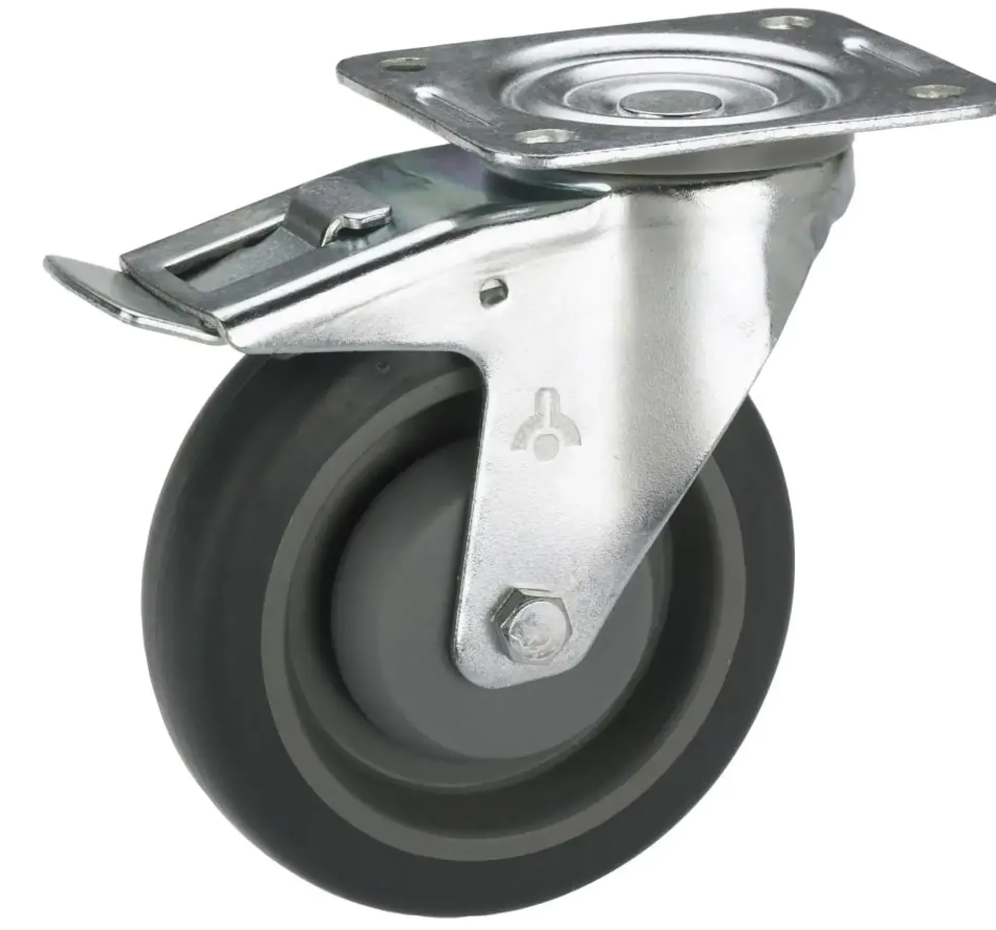 Lenkrolle mit Platte und Totalfeststeller 100 x 32 mm, Tragkr. 150 kg