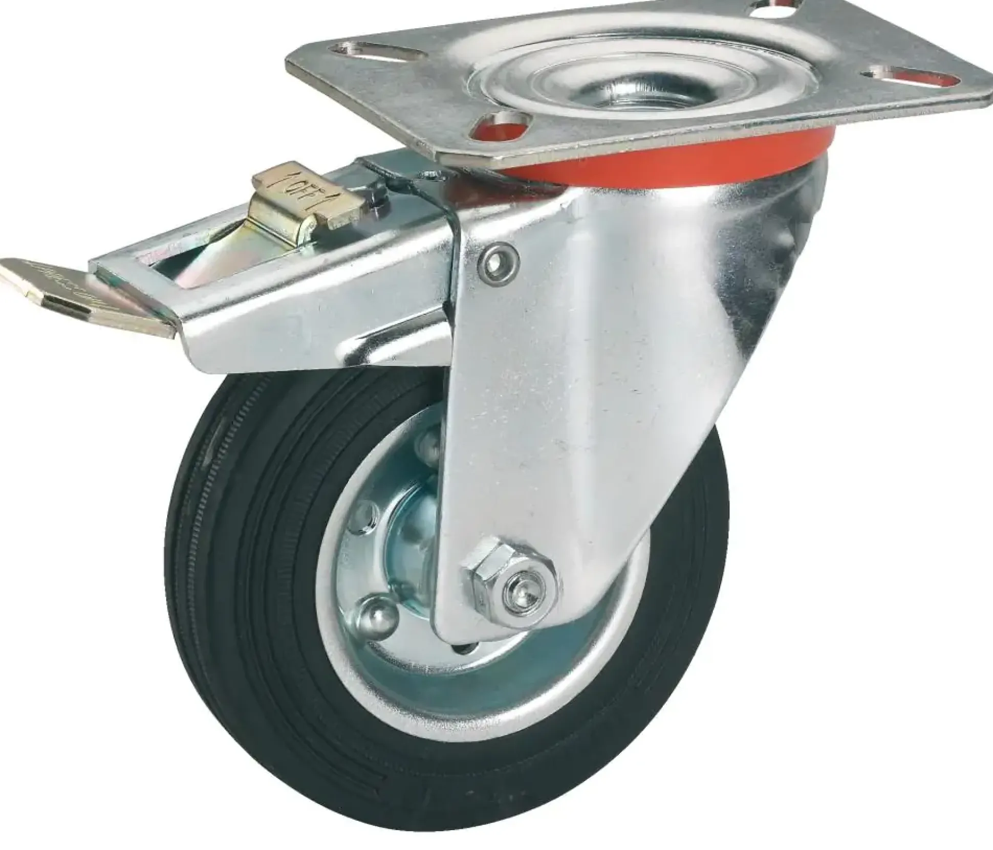Lenkrolle mit Platte und Totalfeststeller 80 x 25 mm, Tragkr. 50 kg