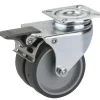Lenkrolle mit Platte und Totalfeststeller 50 x 18 mm, Tragkr. 80 kg