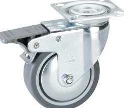 Lenkrolle mit Platte und Totalfeststeller 100 x 25 mm, Tragkr. 55 kg
