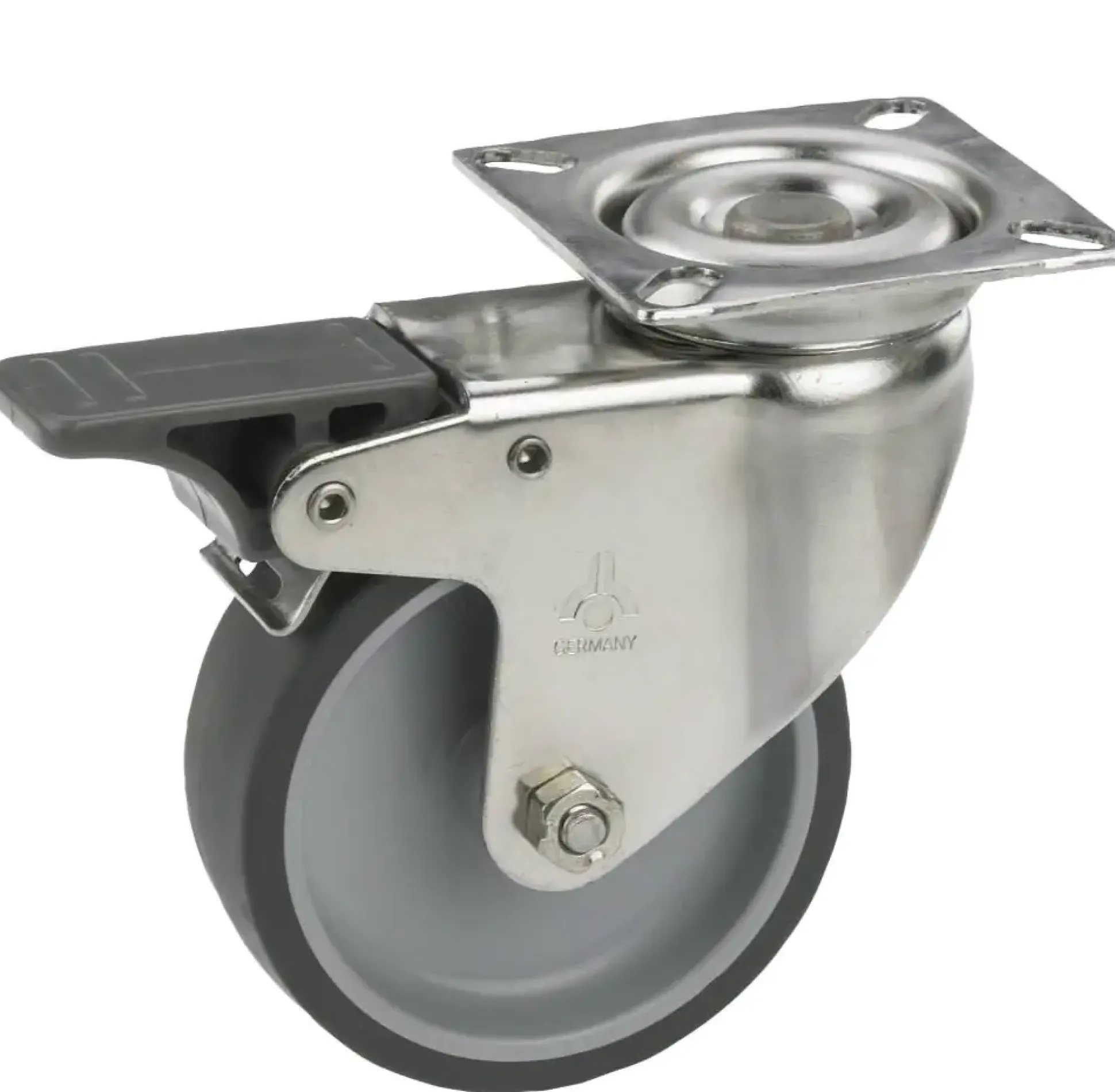 Lenkrolle mit Platte und Totalfeststeller 50 x 18 mm, Tragkr. 40 kg